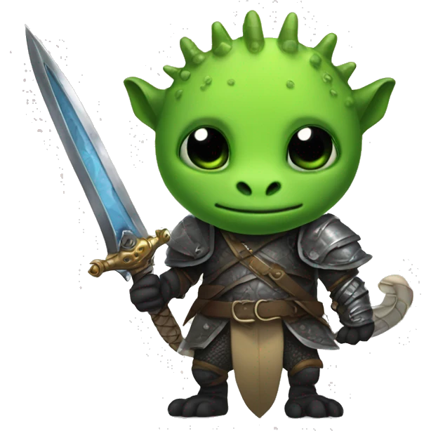 a gecko as a deathknight with an two handed sword emoji