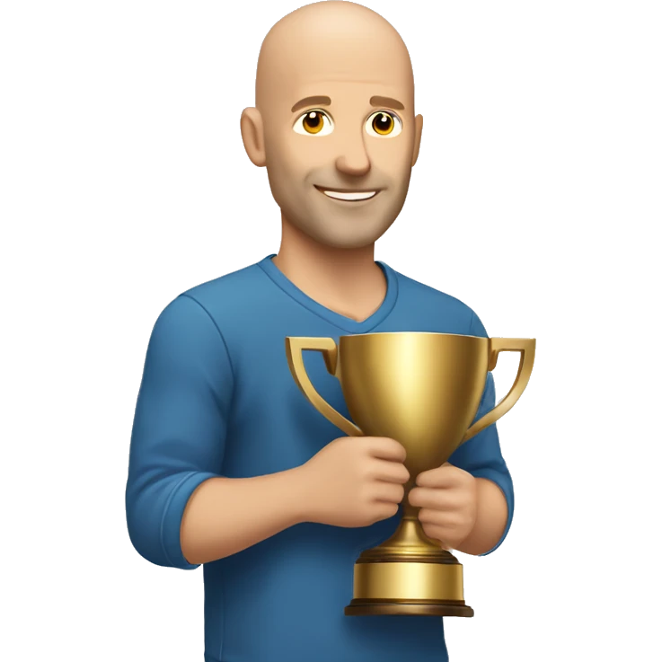 Bald Caucasian man with trophy  emoji