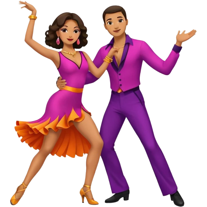 Latin dance couple in movement dancing the cha cha cha emoji