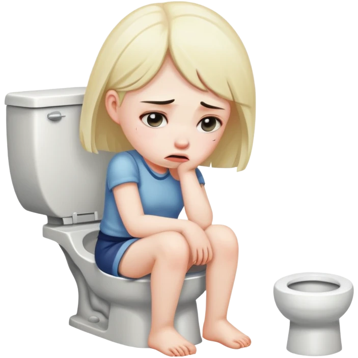 sad girl suffering on toilet emoji