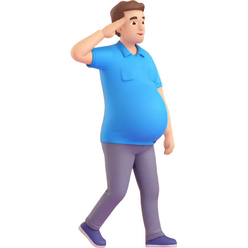 pregnant man saluting wearing a blue shirt emoji