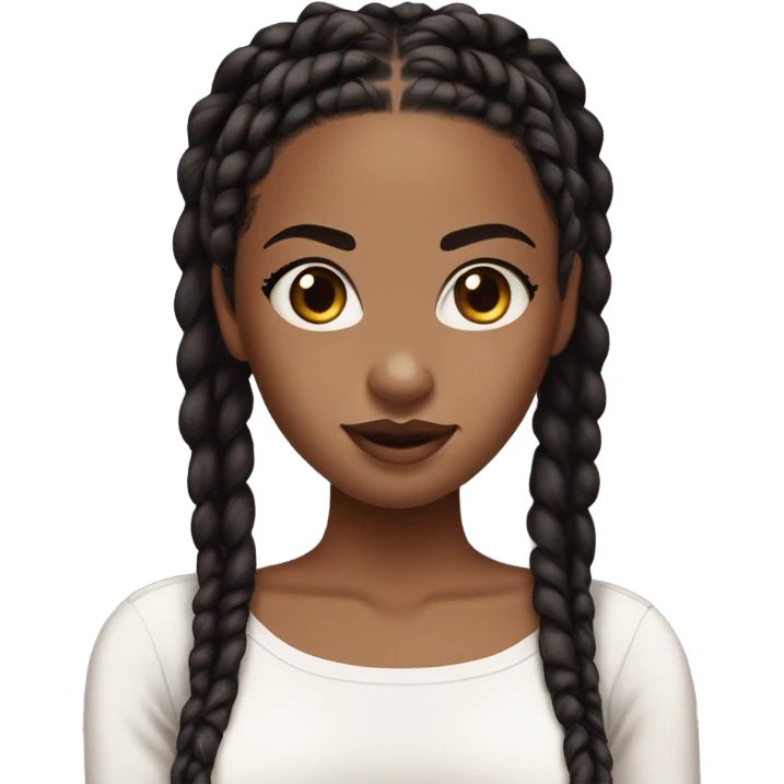 brown skined girl with black box braids and wears makeup is wearing a white tube top emoji