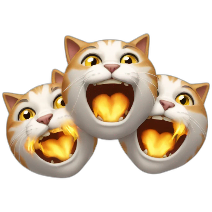 Cat-three-heads-spitting-fire emoji