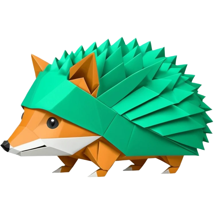 origami hedgehog half fox half hedgehog in color green mint rgb(168, 251, 211) the tail of fox A8FBD3 emoji