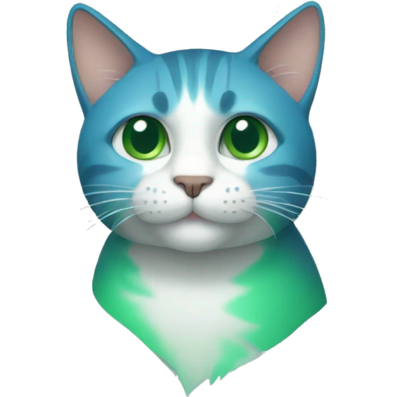 Cat blue and green emoji