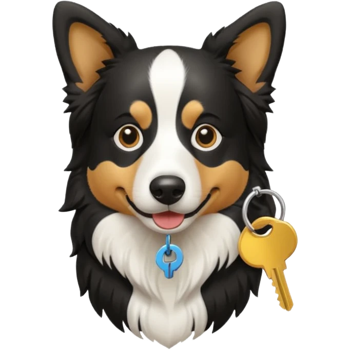 Border collie with keys emoji