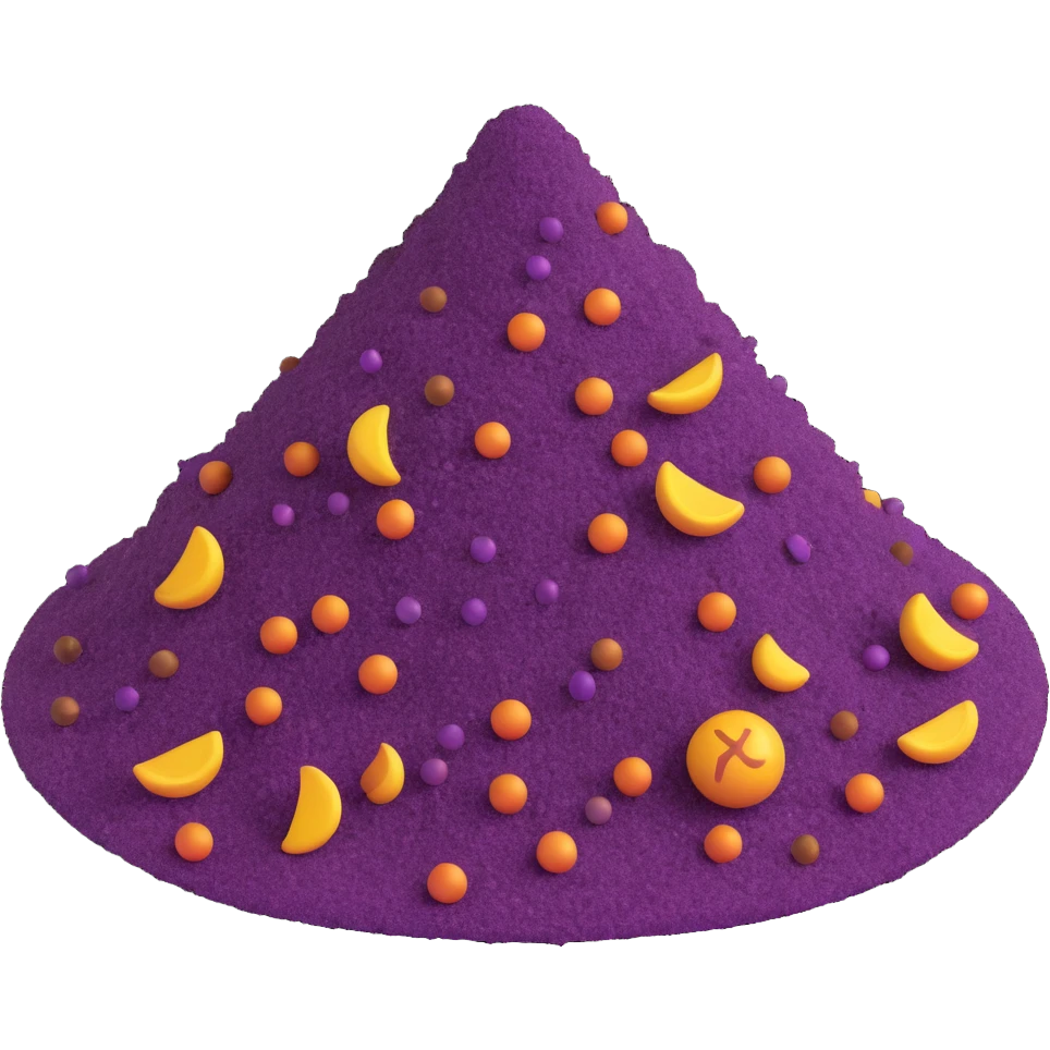 a pile of purple spice inspired by Dune, with a mystical, shimmering effect, stylized as an emoji emoji