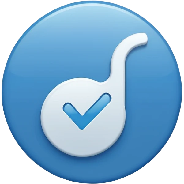A white tick symbol on blue circle similar to verified badge emoji