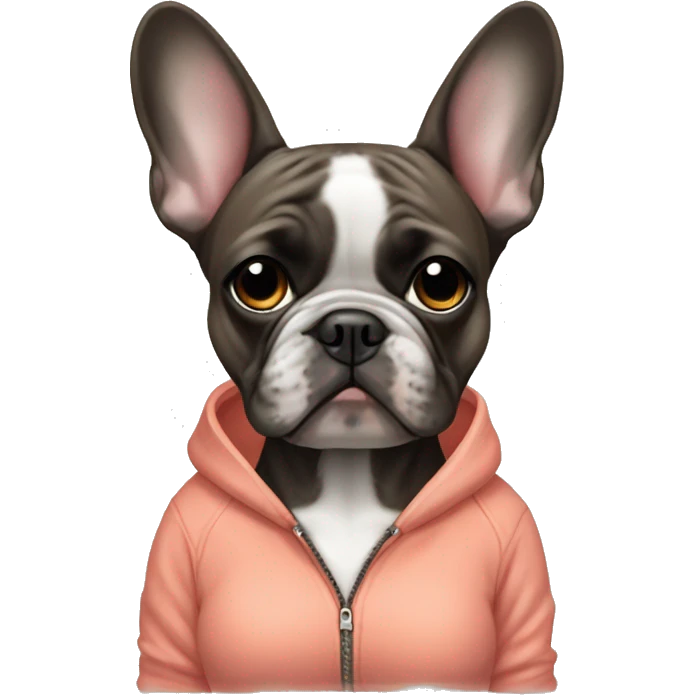 Brindle girl Frenchbulldog wearing a sweatshirt emoji