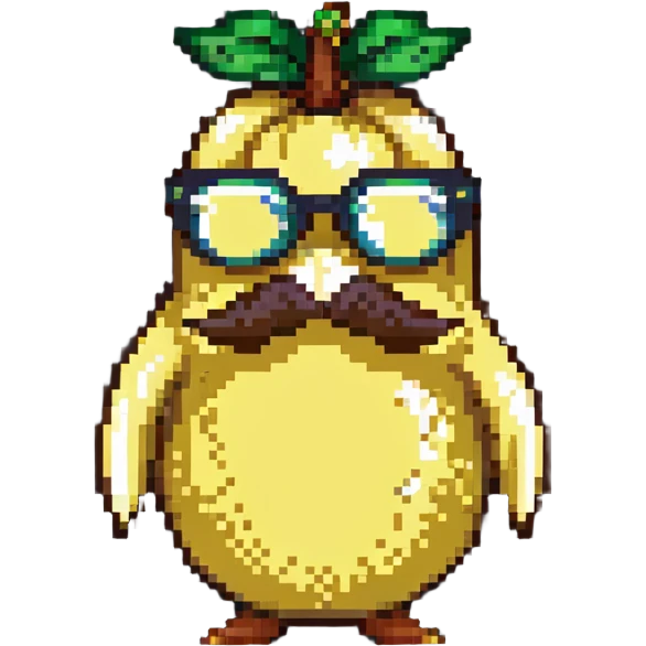Banana with glasses and mustache, serious expression emoji