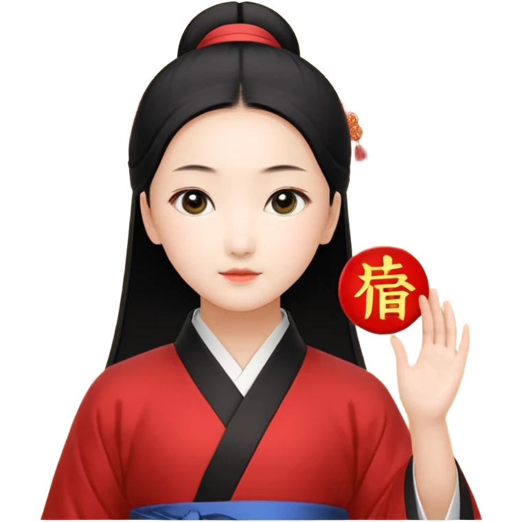 一个中长直发，平刘海，戴黑色框架眼镜的黄皮肤女生，穿着白色泡泡袖方领口娃娃衫，点缀着稀疏的棕色小花。下身是蓝色阔腿牛仔裤和粉色薄底布鞋。头上戴的是黑色画家帽。 emoji