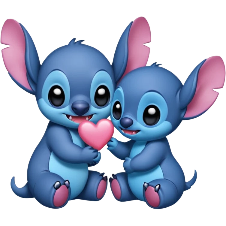 Puedes crear un Match de Stitch (azul y rosada) por separado simulando que se dan un beso, tipo sticker OS phone emoji