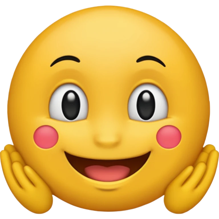 Crea un emoji redondo de color negro con cara feliz emoji