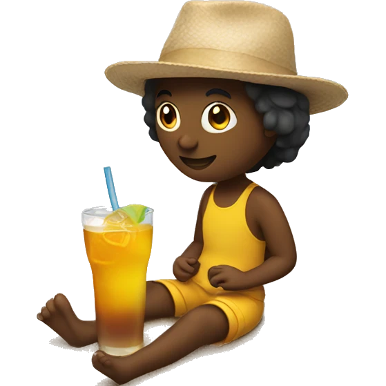 Sitting on the beach with a drink emoji