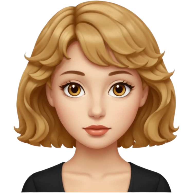 Dalgalı saçlı, hafif perçemli; kehribar gözlü, küçük kalkık burunlu ve dolgun dudaklı. Oval yüzlü, çıkık elmacık kemikli. Omuzları geniş, beli ince, kalçası dolgun.şık bir tarzda, dikkat çekici bir kadın. siyah üstü olucak. emoji