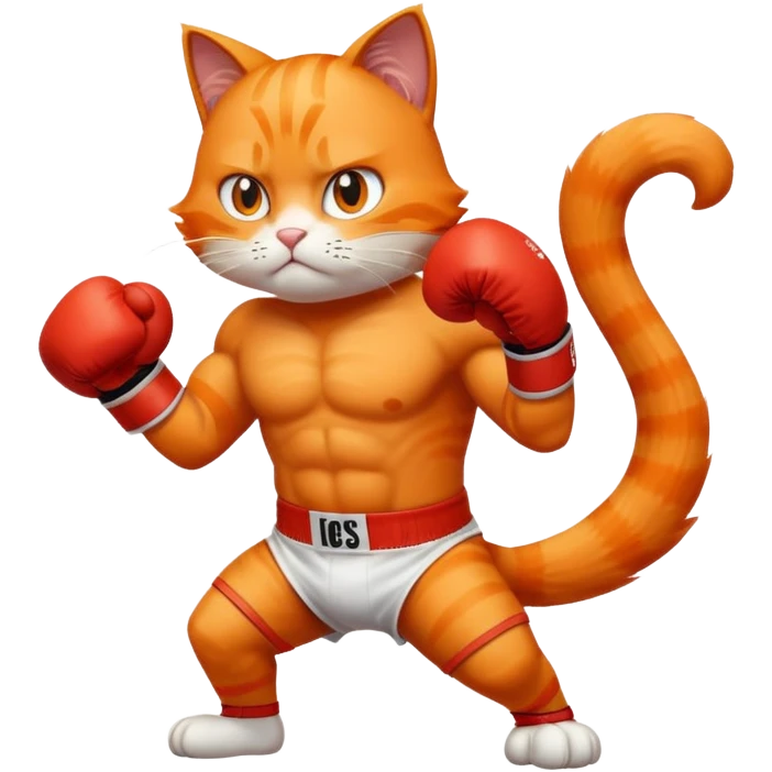 Gato naranja boxeando emoji