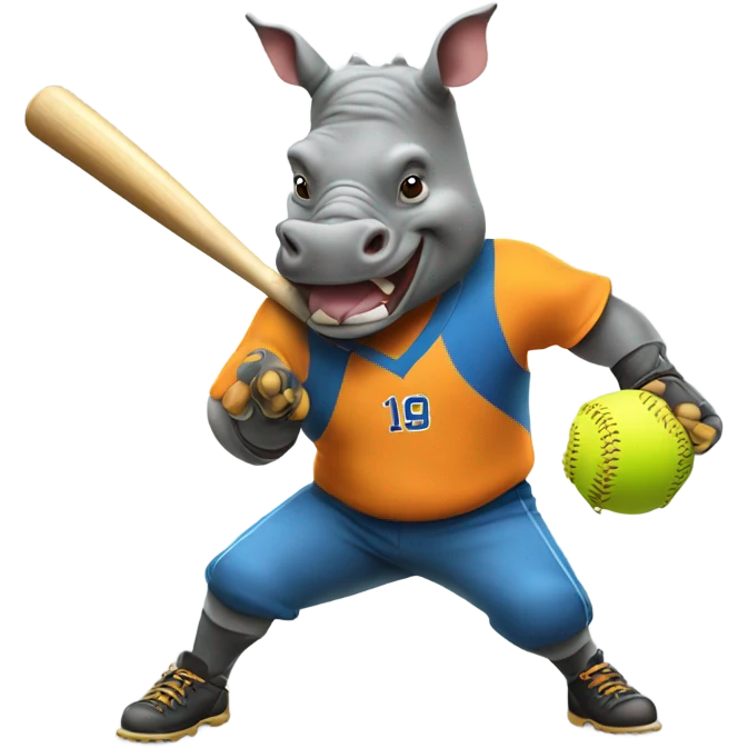 Rhinoceros playing softball emoji