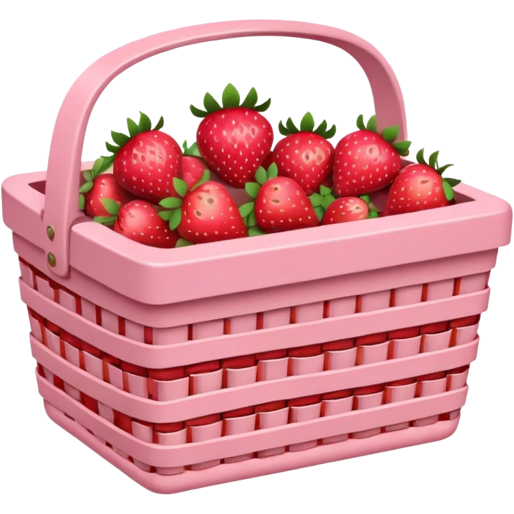 Pink Picnic Basket With Strawberries emoji
