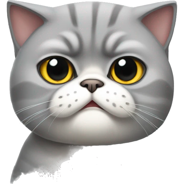 big grey angry Exotic shorthair cat  emoji