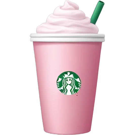 a light pink starbucks cup with a lipstick kiss mark emoji