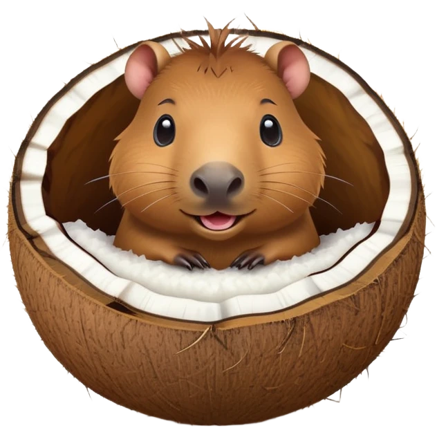Capybara face on a coconut shell body with tiny legs sticking out emoji