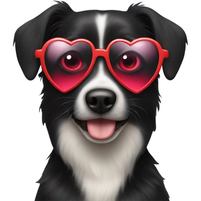 a black dog with heart sunglasses  emoji