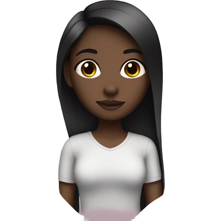 A girl with dark skin and straight black hair emoji