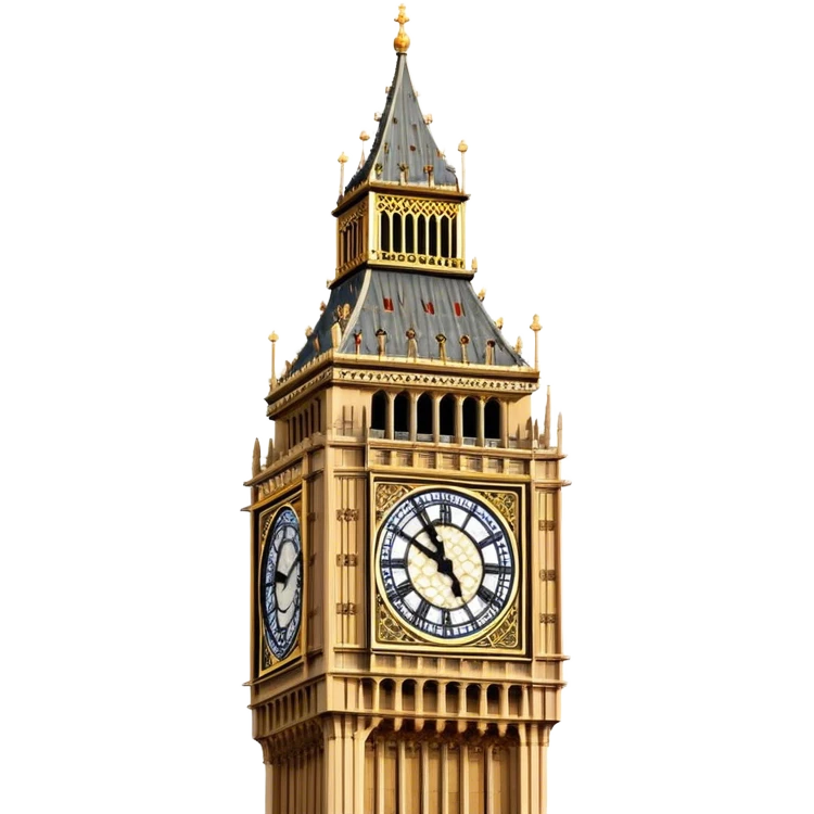 Cinematic Realistic Big Ben Landmark Emoji, showcasing the historic clock tower in exquisite detail rendered with dynamic lighting and rich textures that highlight its timeless grandeur. emoji