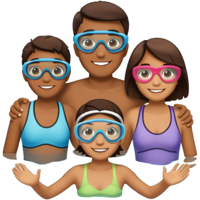 familia con gafas de snorkel emoji