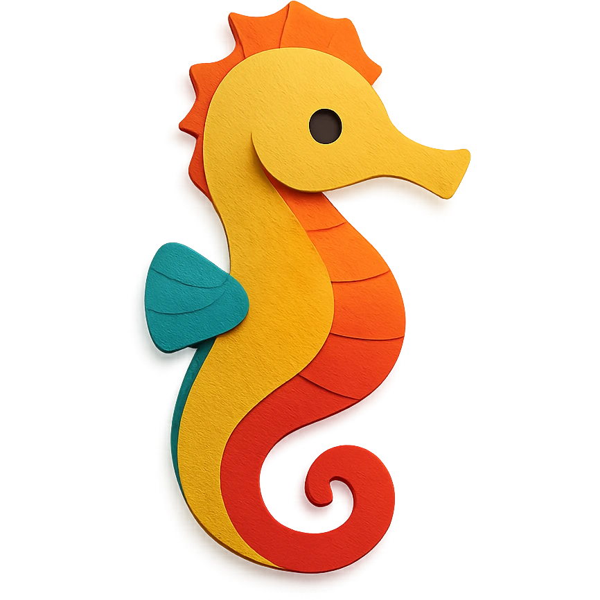 paper craft style seahorse emoji