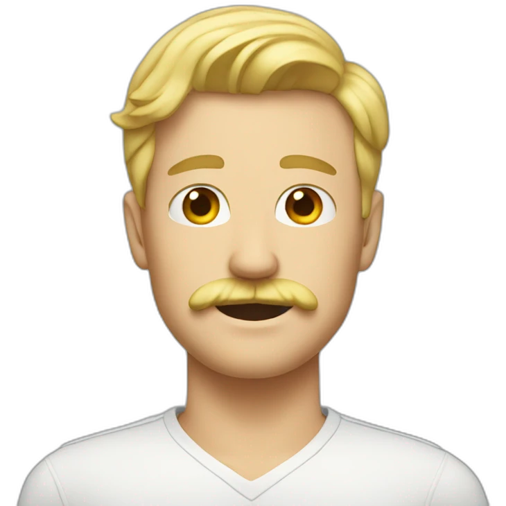 Guy with blonde hair and a mustache emoji