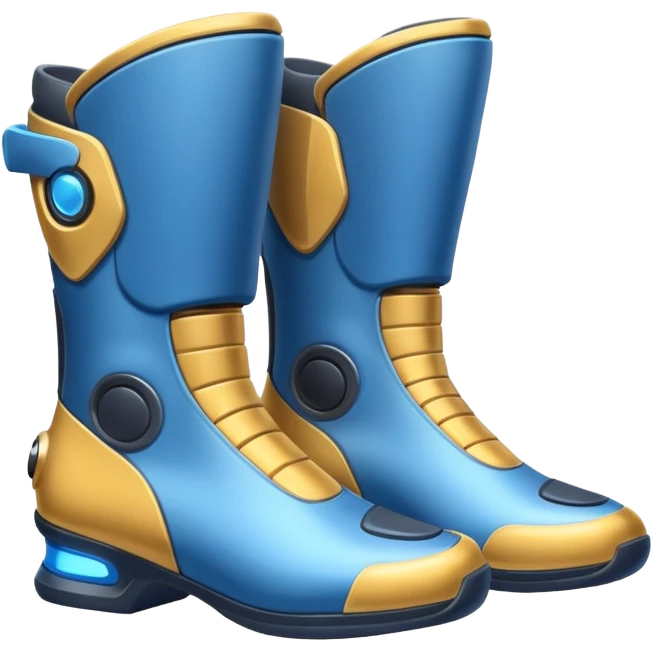 Flat futuristic emoji of sleek jet boots with soft glow thrusters, rounded shapes, minimal shading, white background emoji