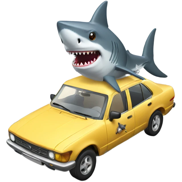 Shark in car with gun emoji
