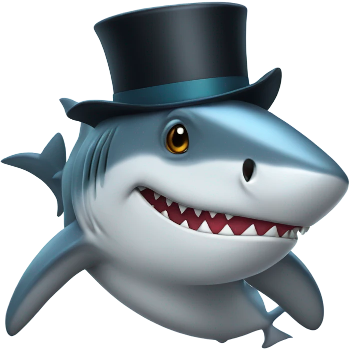 Shark with a top hat emoji
