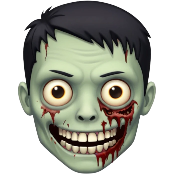 faça um homem zumbi, de cabelo baixo mostrando o dente emoji