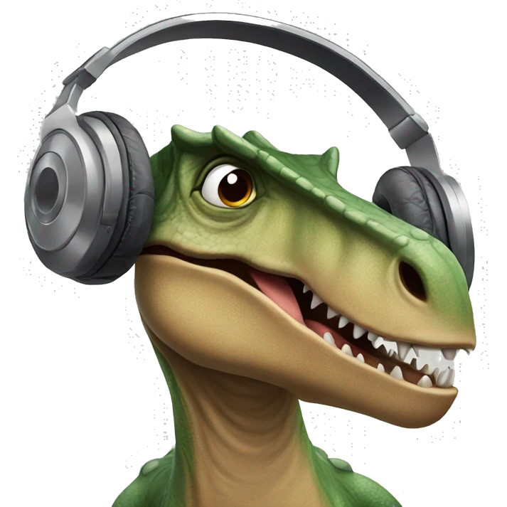 dinosaur listening to music emoji