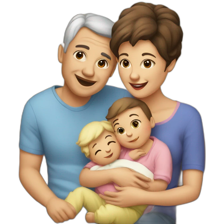 Père, jeune maman, jeune, avec un bébé emoji