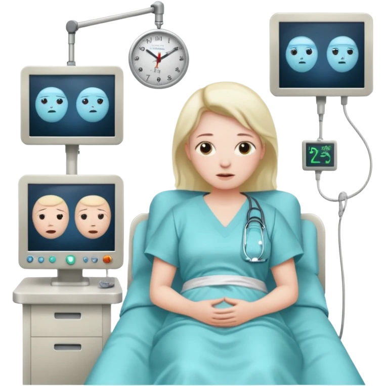 a PATIENT waking up before a surgery, with monitors and sleeping emoji