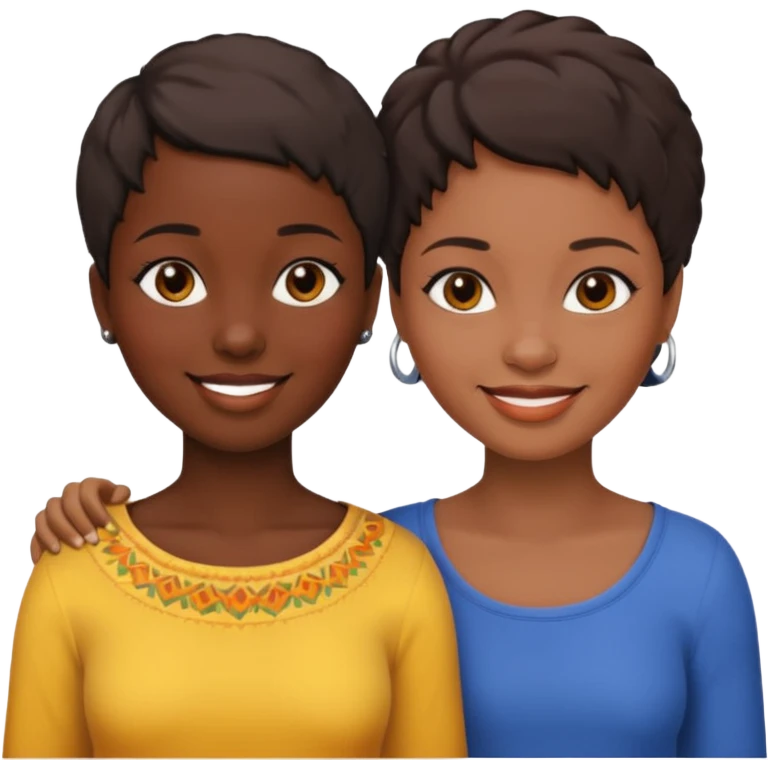 Ma meilleur amie et moi (femme) africaine cheveux court emoji