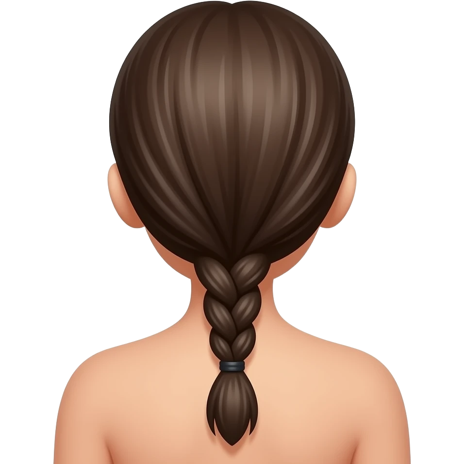 the view of someone’s hair from the back, just a plain long braid, no face showing, no shirt showing , no ears showing emoji