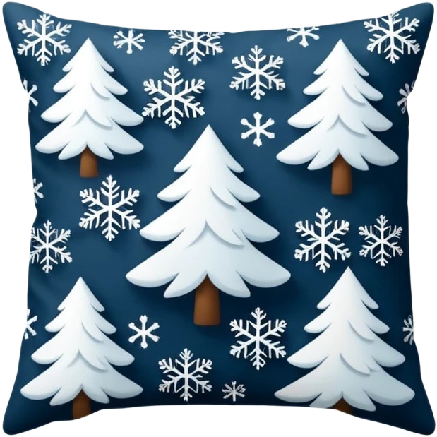 Ultra realistic Throw pillow, with a beautiful winter Holiday patterned print design, isolated, rendering emoji