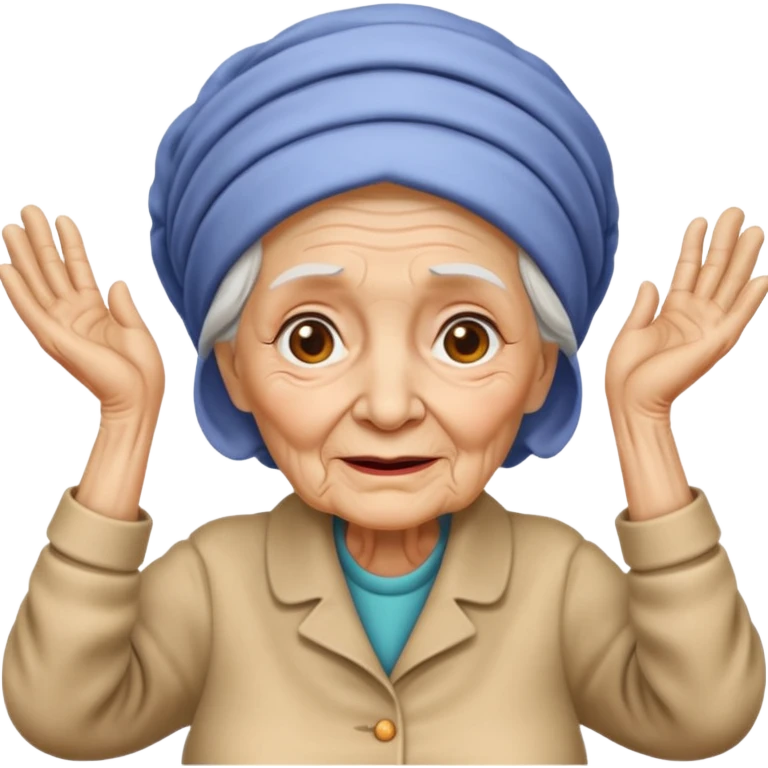Old lady hands up raise the roof emoji