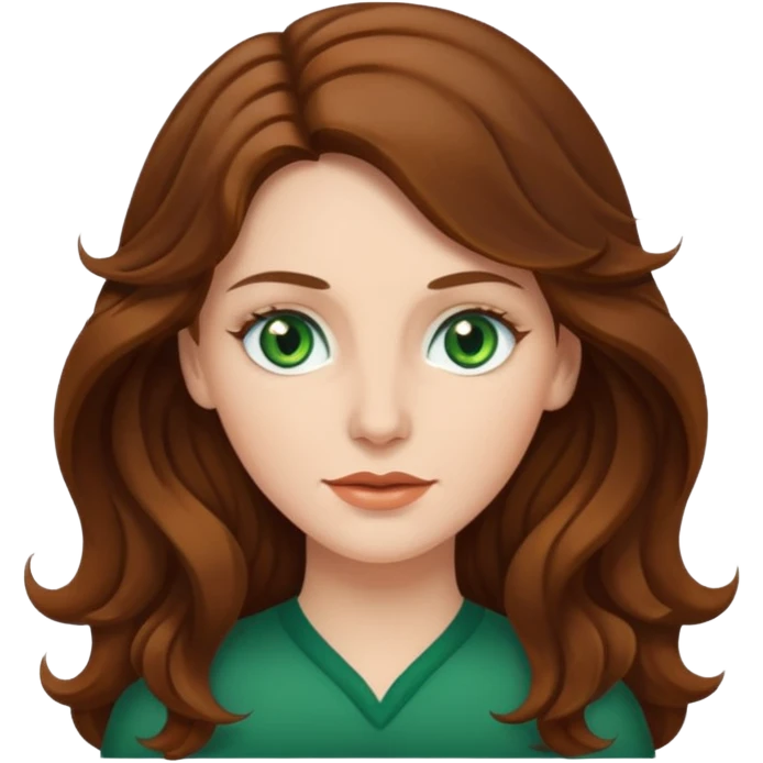 White woman with long brown wavy hair emoji