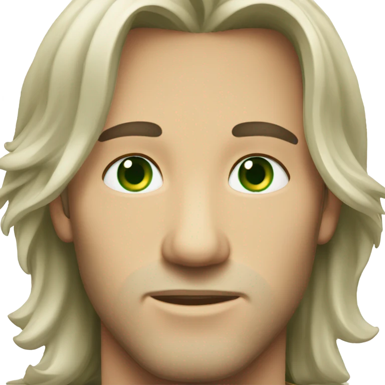 Gemini handsome man with clear face green eyes and long hair emoji