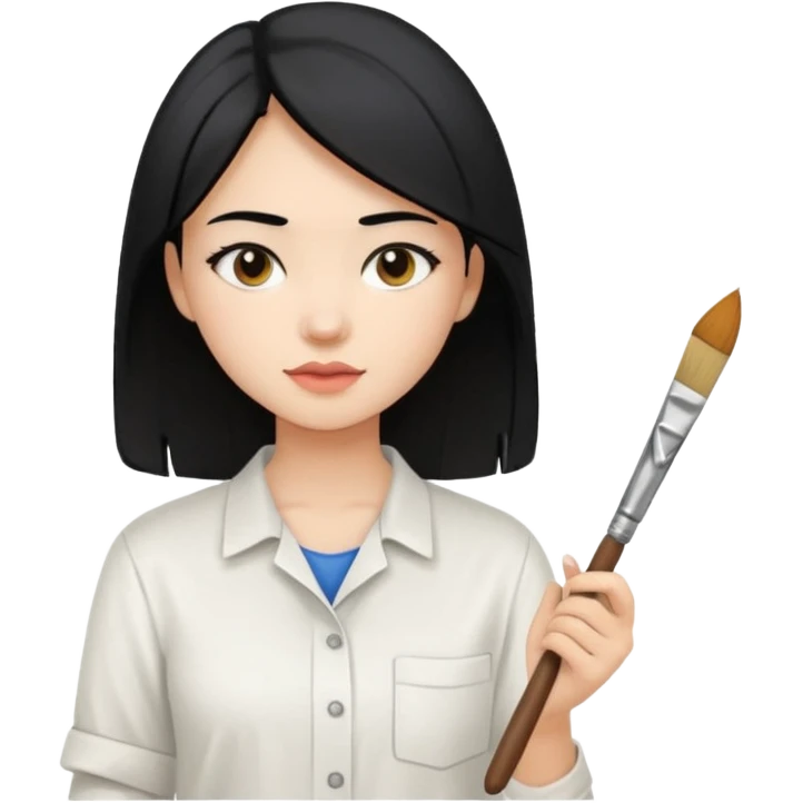   دختر زیبا و نقاش با موهای مشکی  emoji