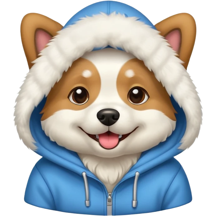 Dog wears hoodie emoji