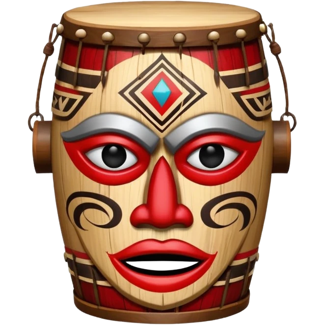 Drum Mask – Mask shaped with drum top, tribal style. emoji