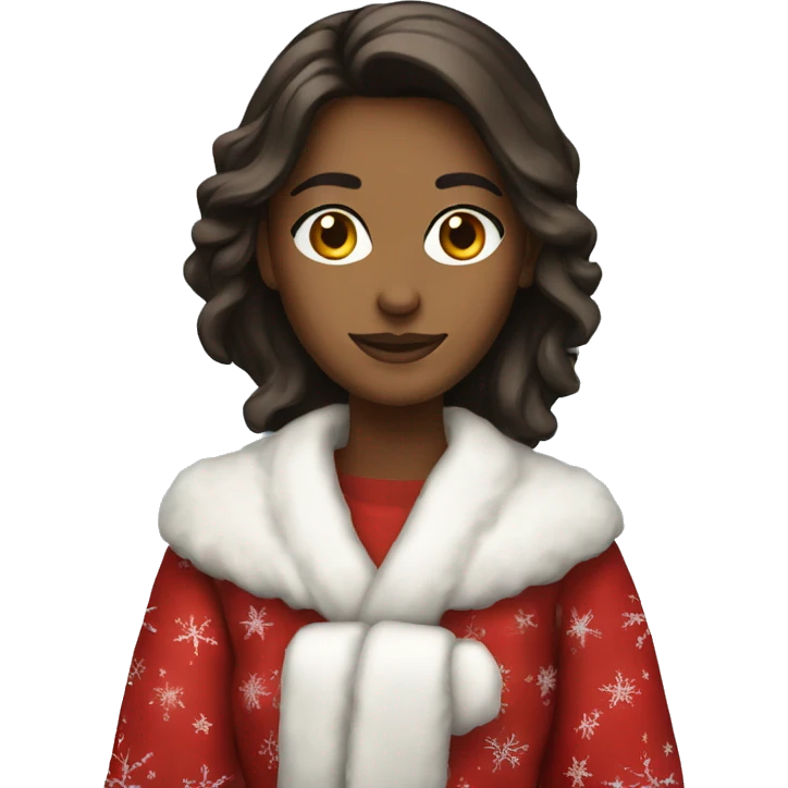 Brunette in Christmas robe  emoji