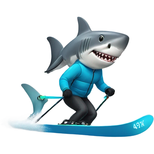 shark skiing emoji