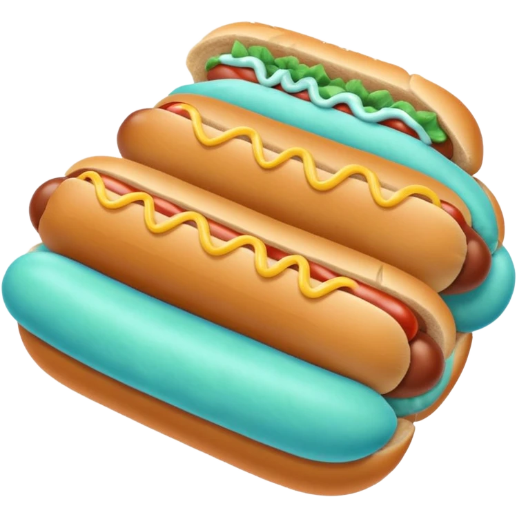 a blue colored hotdog bun with a minty colored hotdog in the middle of it emoji